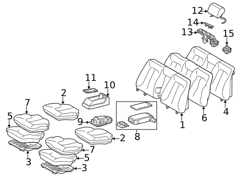 Rear Seat Components for 2005 Mercedes-Benz CL 65 AMG&reg; #0