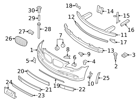 Bumper & Components - Front for 2012 BMW 750Li xDrive #3