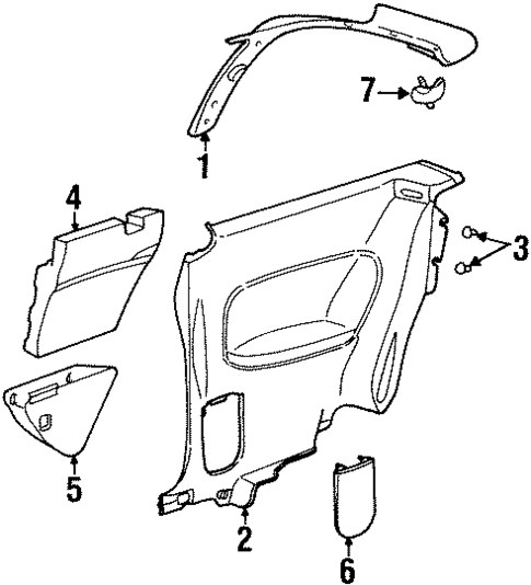 Interior Trim - Quarter Panels for 1997 Saturn SC1 #0