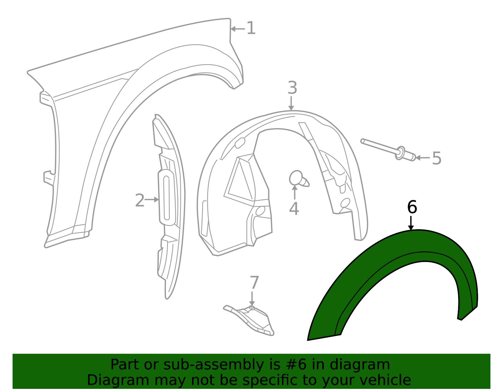 6EY83TZZAG - Wheel Opening Flare Molding Left - 2018-2021 Dodge