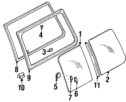 Glass & Hardware for 1996 Mitsubishi Montero #0