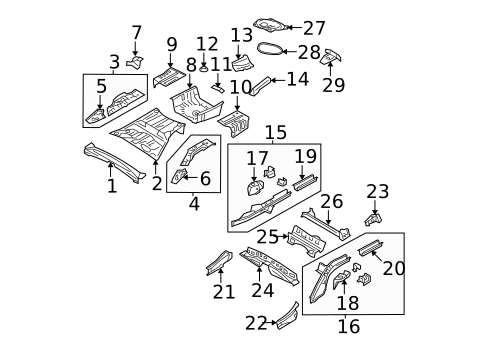 Rear Floor & Rails for 2006 Subaru Legacy #0