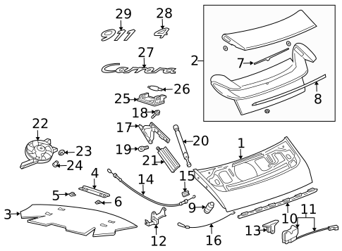 Hood & Components for 1999 Porsche 911 #3