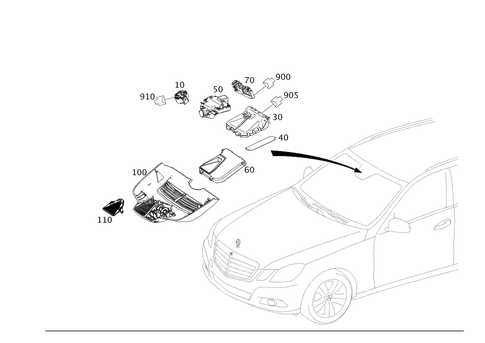 Sensors, Camera and Switches Behind Windshield for 2012 Mercedes-Benz E350 #0