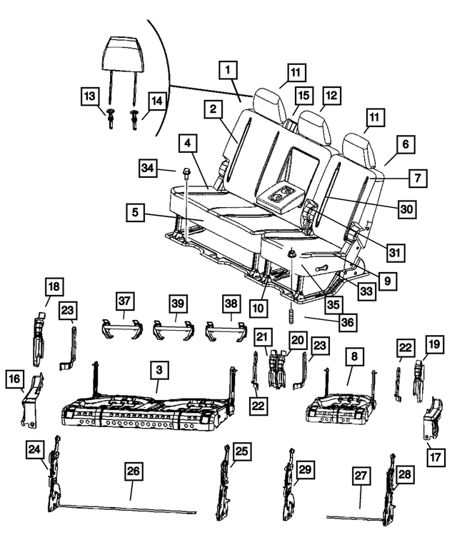 1DQ121D5AA - Interior Trim: Rear Seat Back Cover for Mopar Image