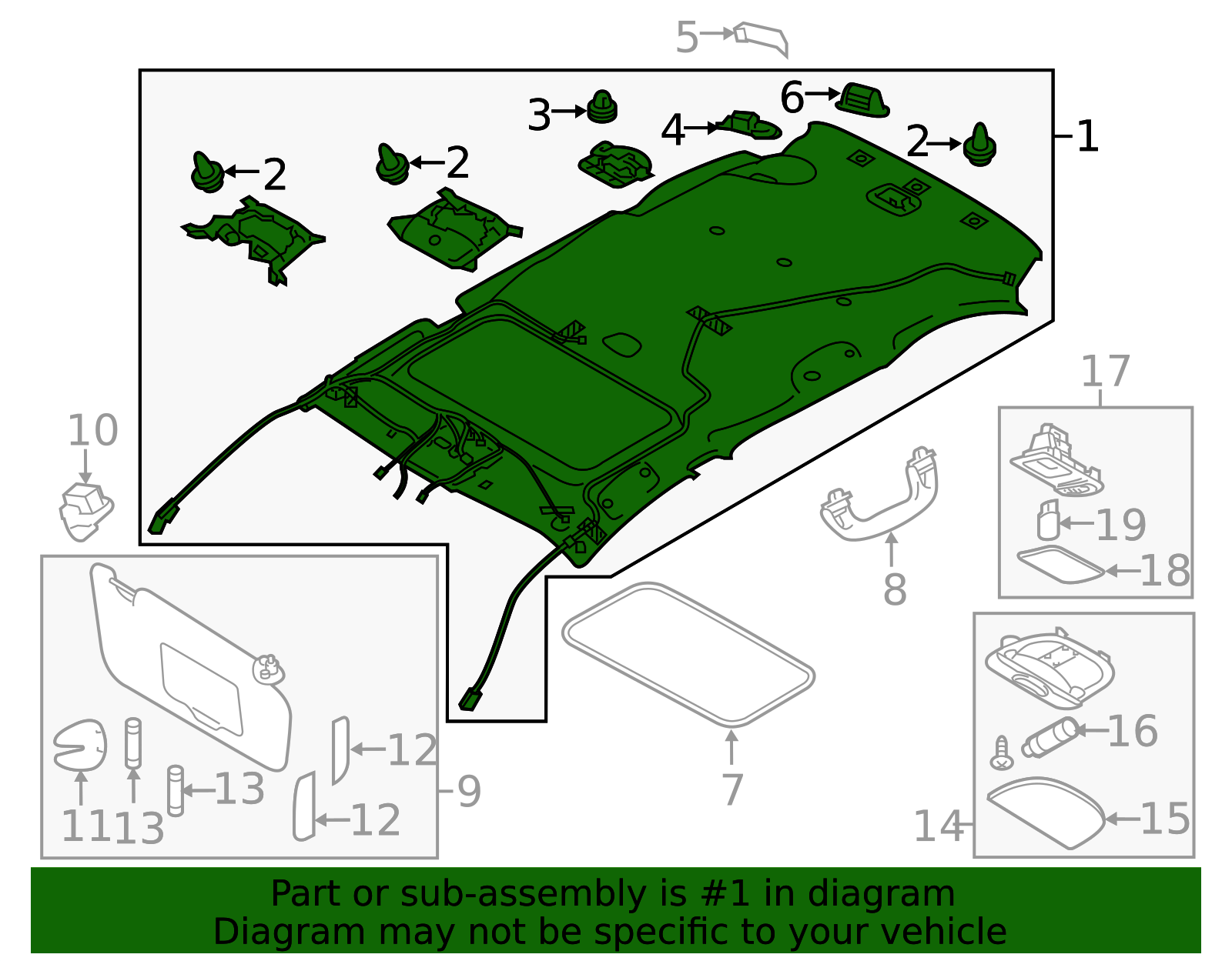 2017 Subaru Outback Headliner 94426AL04AME | Subaru Online Parts