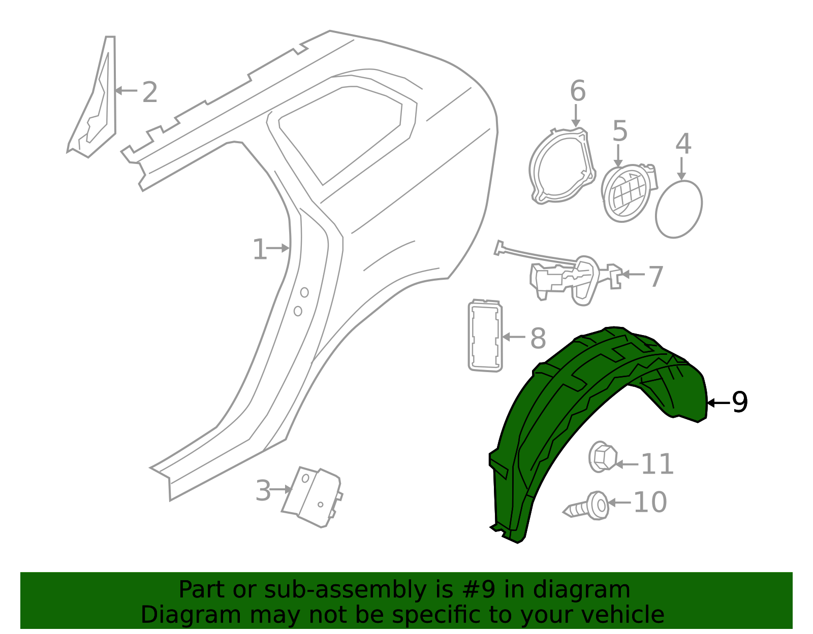 31333969 2014-2017 Volvo XC60 Quarter Panel Splash Shield 31333969 | OEM Parts ...