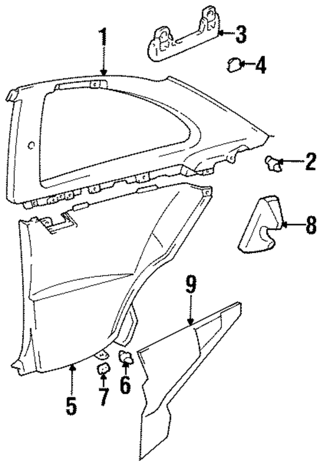 6247024031G0 - Body: Interior Quarter Panel Trim Panel for Lexus Image