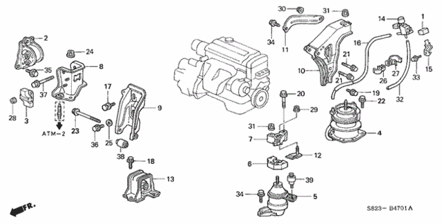 Engine Mounts (L4) (AT) (1) for 1999 Honda Accord #0