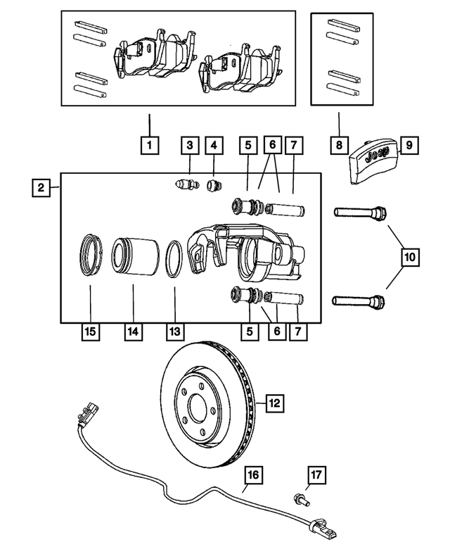 R5143703AB - Service Brakes: Disc Brake Caliper Assembly, Left for Mopar Image