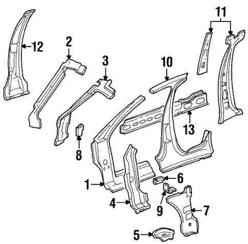 Center Pillar & Rocker for 1996 Mercury Sable #0