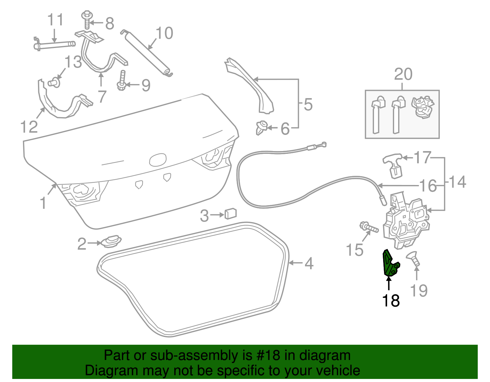 64621-06030 - Deck Lid Striker 2012-2025 Toyota | Longo