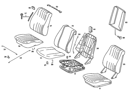 Front Seat, Luggage Net, and Headrest for 1989 Mercedes-Benz 190D #0