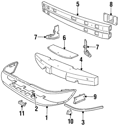 Bumper & Components - Front for 1997 Lincoln Continental #0
