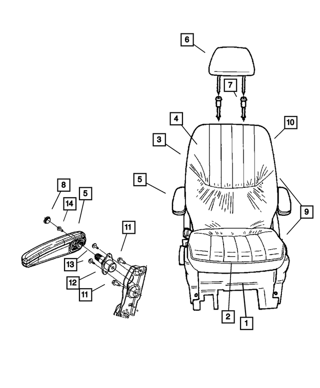 YN421J1AG - : Rear Quad Seat Complete, Right for Mopar Image