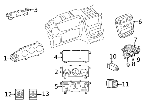 Cluster & Switches for 2005 Chrysler PT Cruiser #1