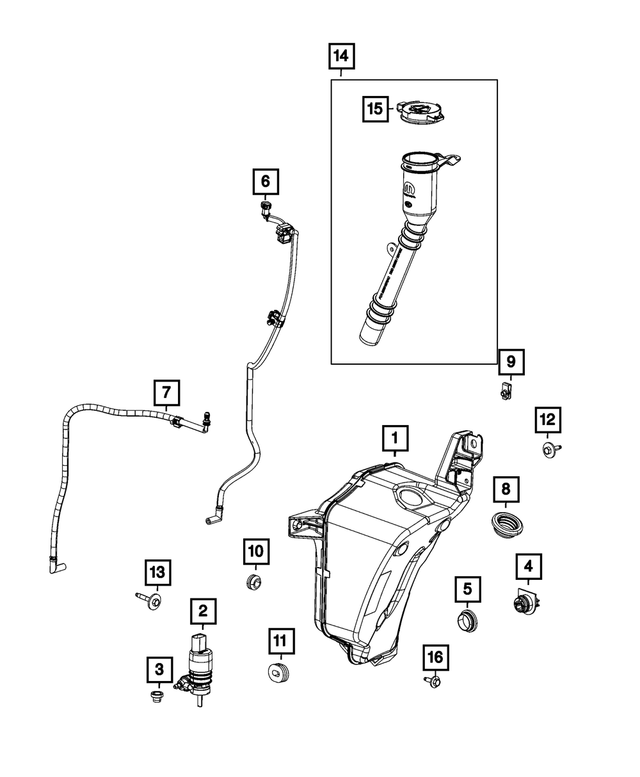 68465695AA - Electrical: Windshield Washer Reservoir for Mopar Image