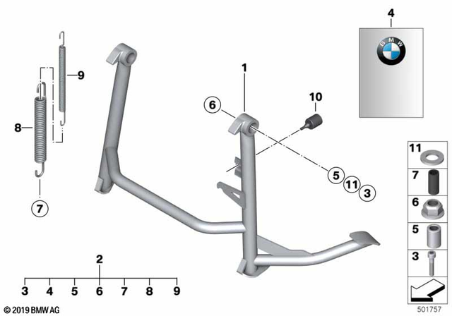 46527683223 - Frame and Mounting Parts: Center Stand -  for BMW-Motorrad Image