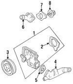 E9JY8507AA - Cooling System: Water Pump Assembly Gasket for Ford: Aspire, Escort | Mercury: Capri, Tracer Image
