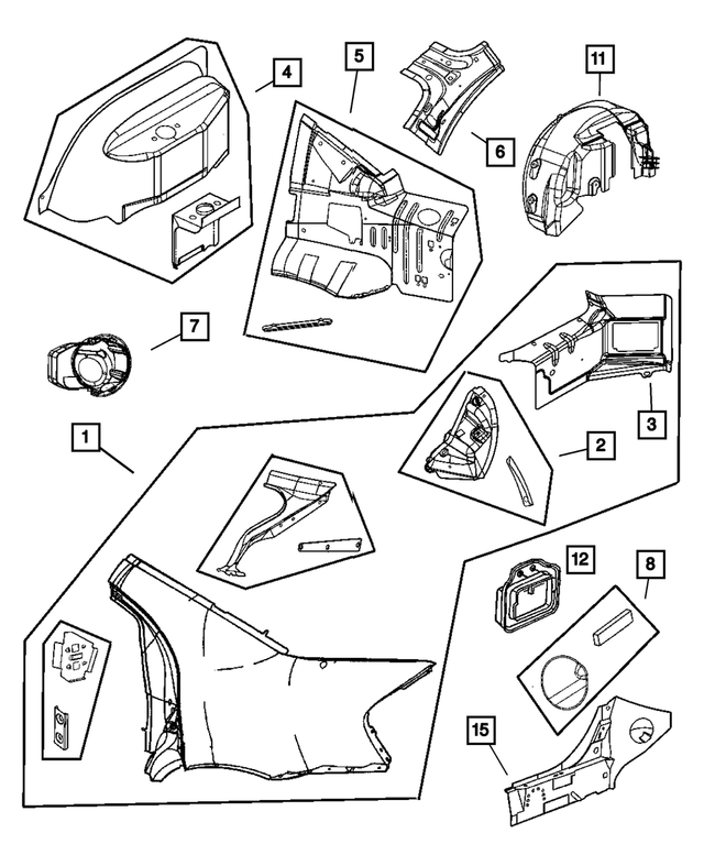 5018845AC - Body Sheet Metal Except Doors: Quarter Panel, Left for Mopar Image