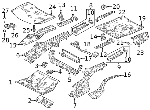 Rear Floor & Rails for 2021 Mazda 6 #0