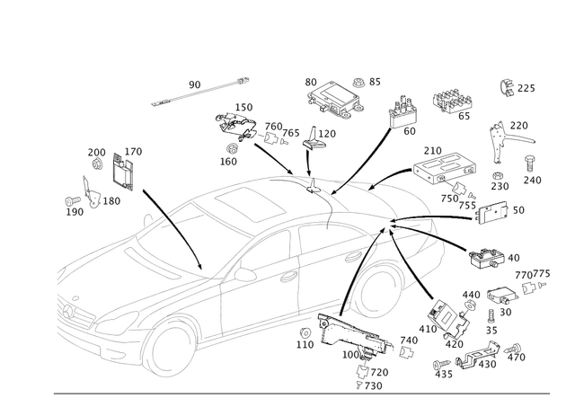 6782353364 - Special Equipment: Antenna Line for Mercedes-Benz: 180C, C230, C240, C250, C280, C300, C32 AMG, C320, C350, C55 AMG, CLK320, CLK350, CLK500, CLK550, CLS500, CLS55 AMG, CLS550, CLS63 AMG, E250, E350, E550, GLE300d, GLE350, GLE400, GLE550e, GLE63 AMG, ML250, ML350, ML400, ML550, ML63 AMG, SLK280, SLK300 Image image