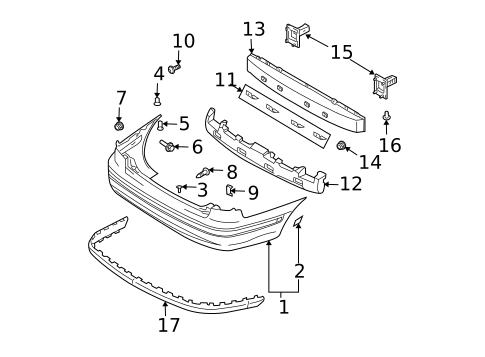 Bumper & Components - Rear for 2001 Hyundai Elantra #0