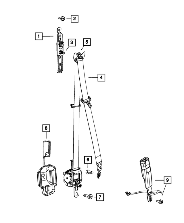 68770625AA - : Front Outer Seat Belt, Left for Mopar Image