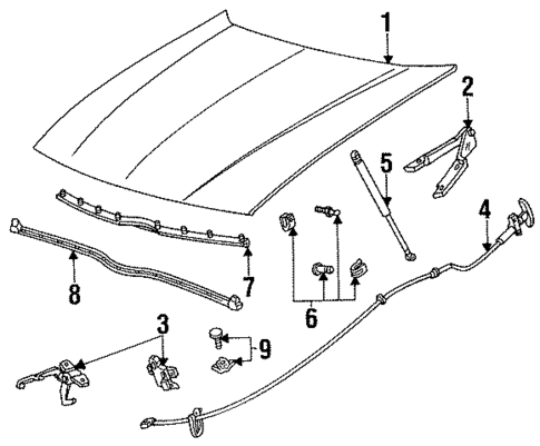 Hood & Components for 1992 Mercury Sable #0