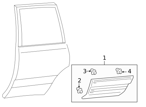 Exterior Trim - Rear Door for 1999 Lexus LX470 #0
