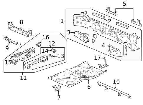 Rear Floor & Rails for 2016 Acura RDX #0