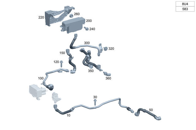 2965011000 - Cooling/Auxiliary Heating: Coolant Line for Mercedes-Benz: EQE 350, EQE 350 SUV, EQE 500, EQE 500 SUV, EQE AMG, EQE AMG SUV, EQS 450, EQS 450 SUV, EQS 580, EQS 580 SUV, EQS AMG, Maybach EQS 680 SUV Image image