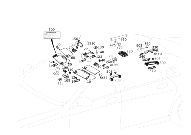 2228108700 - Covering and Lining: Sun Visor for Mercedes-Benz: Maybach S550, Maybach S560, Maybach S600, Maybach S650, S450, S550, S550e, S560, S600, S63 AMG, S65 AMG Image image