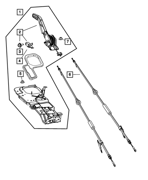 Parking Brake Lever, Cables, and Rear Disc Park Brake Assembly for 2008 Jeep Liberty #0