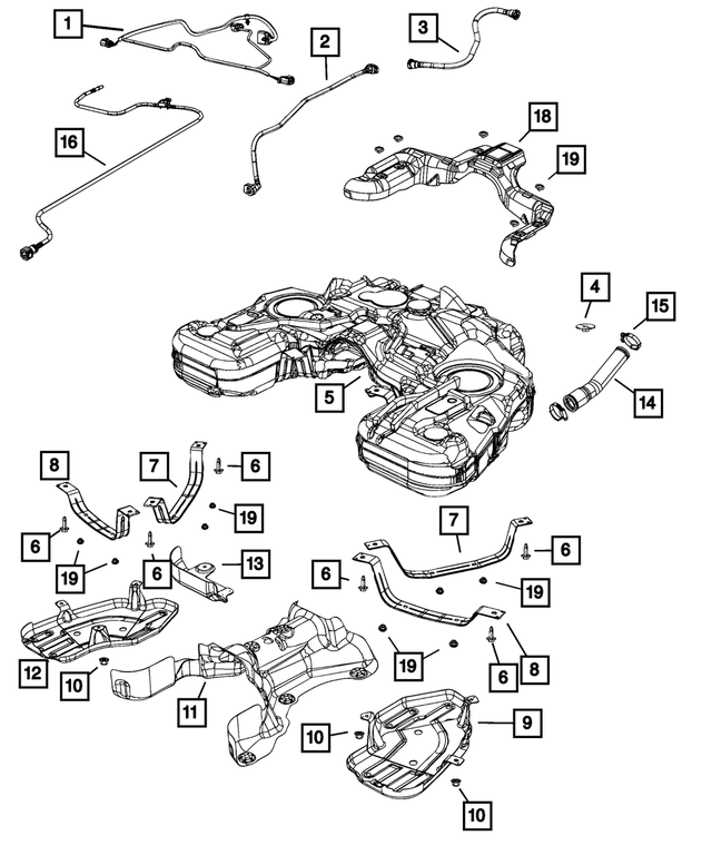 4578793AC - Fuel and Accelerator Pedal: Fuel Tank Strap for Mopar Image image