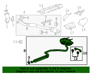 2013-2016 Chevrolet Exhaust Muffler Assembly with Pipe, Flange, Gasket ...