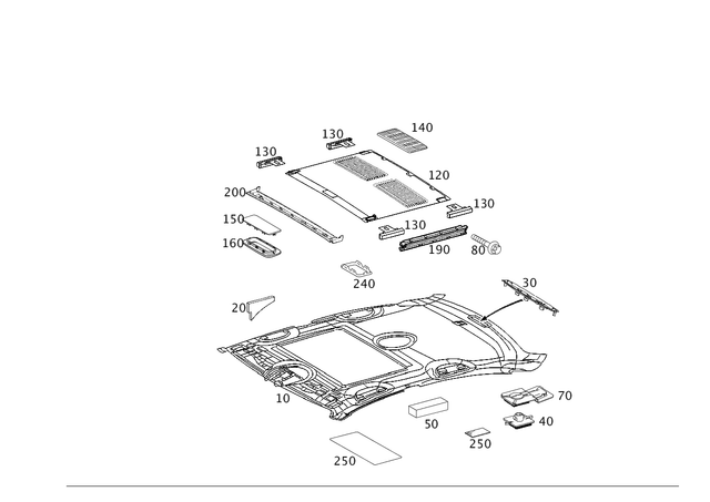 2116903750 - Covering and Lining: Trim, Roof for Mercedes-Benz: E320, E500 Image image