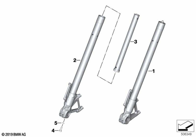 31429467921 - Front Axle, Front Suspension: Slider Tube Left -  for BMW-Motorrad Image image