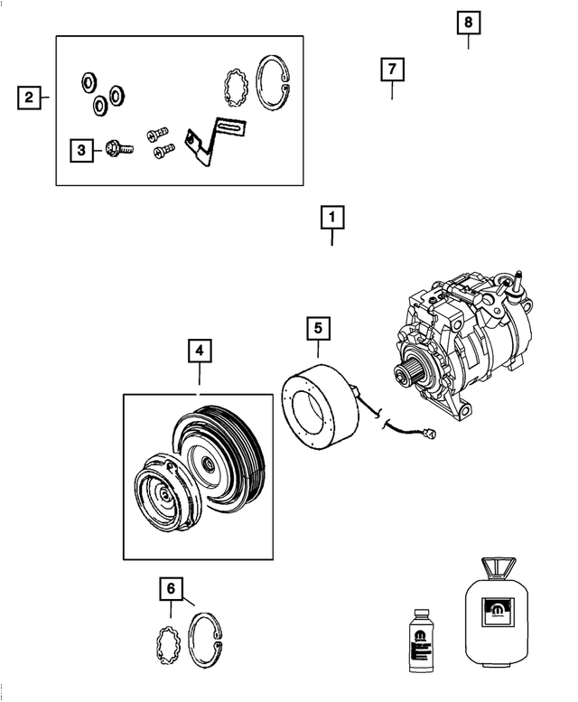 68078145AA - Air Conditioners and Heaters: A/c Compressor Clutch Overhaul Kit for Mopar Image