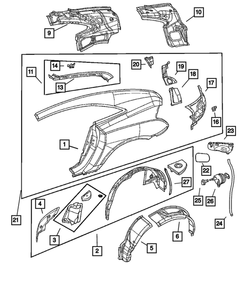 Aperture Panel and Pillar Supports for 2008 Chrysler Crossfire #0