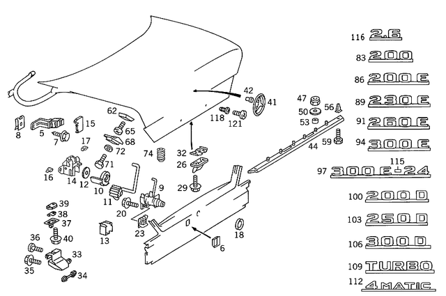 1247501191 - Special Equipment: Lock Cylinder for Mercedes-Benz: 200, 200D, 260E, 280E, 300CE, 300D, 300E, 400E, 500E Image image