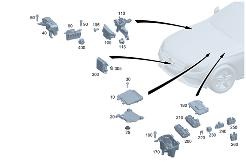 Control Units/Fuse Boxes/Relays in Engine Compartment for 2013 Mercedes-Benz C300 #0