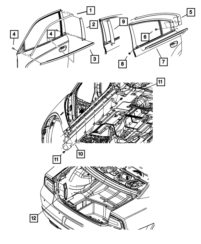 68040034AE - Exterior Ornamentation: Front Door Belt Weatherstrip, Right Inner for Mopar Image image