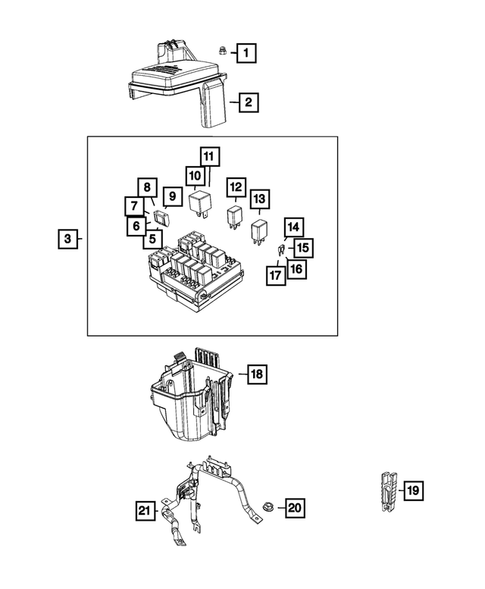 Power Distribution, Fuse Block, Junction Block, Relays and Fuses for 2019 Ram ProMaster 2500 #0