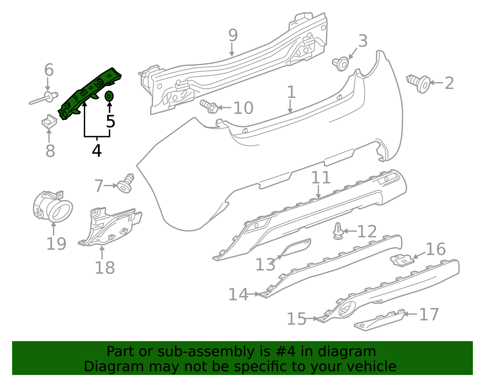 96686881 - 2013-2016 Chevrolet - Rear Driver Side Bumper Fascia Guide ...