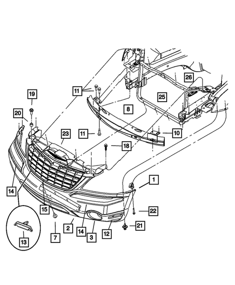 Front Bumper and Fascia for 2006 Chrysler Pacifica #0