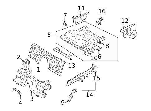 Rear Floor & Rails for 2000 Mazda Miata #0
