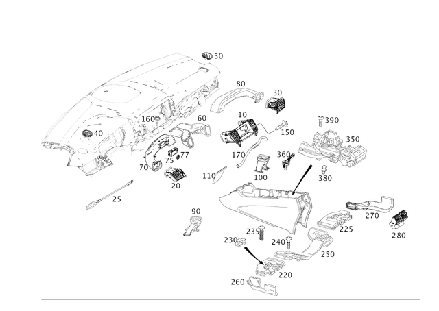 1668306001 - Heating and Ventilation: Air Vent for Mercedes-Benz: GL350, GL450, GL550, GL63 AMG, GLE300d, GLE350, GLE400, GLE43 AMG, GLE450 AMG, GLE550e, GLE63 AMG, GLE63 AMG S, GLS350d, GLS450, GLS550, GLS63 AMG, ML250, ML350, ML400, ML550, ML63 AMG Image image