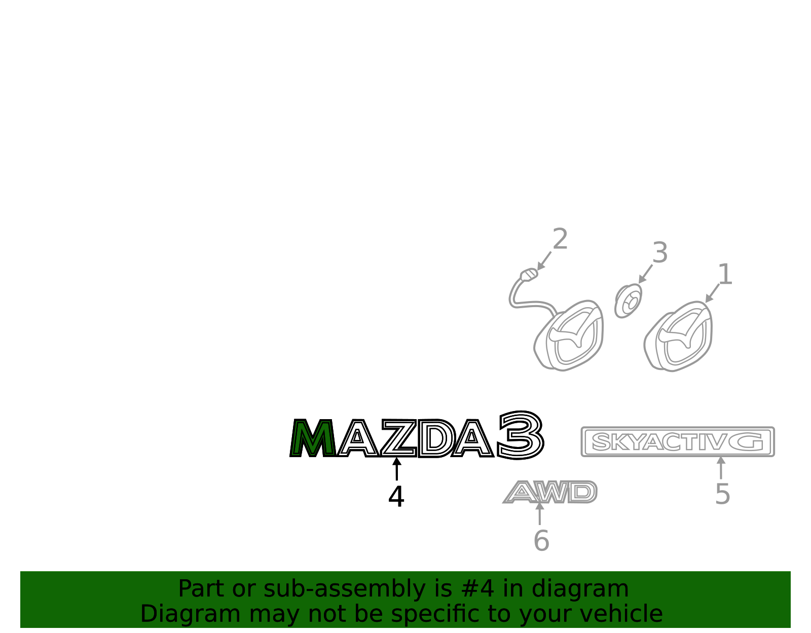 2022-2024 Mazda 3 Deck Lid Emblem b1j151720 | TascaParts.com