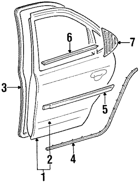Exterior Trim - Rear Door for 1998 Mercury Mystique #0